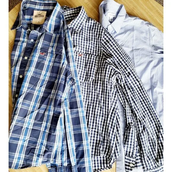 Lot of 3 Men’s Shirts Hollister & Calvin Klein Size Large Long Sleeve GUC - Picture 3 of 14
